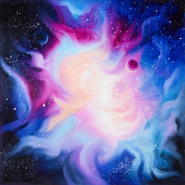 Painting titled "Space landscape pai…" by Elena Vybiranets, Original Artwork, Oil