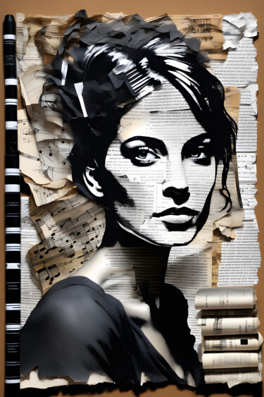 Digitale Kunst getiteld "Portrait of a lady" door Elena Vybiranets, Origineel Kunstwerk, AI gegenereerde afbeelding