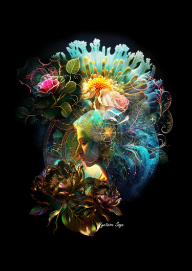Digital Arts titled "La femme aux fleurs" by Vyctoire Sage, Original Artwork, Photo Montage