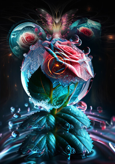 Digital Arts titled "Cold Rose" by Vyctoire Sage, Original Artwork, Photo Montage
