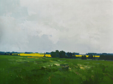 Peinture intitulée "Spring Fields" par Vytautaslaisonas, Œuvre d'art originale, Huile