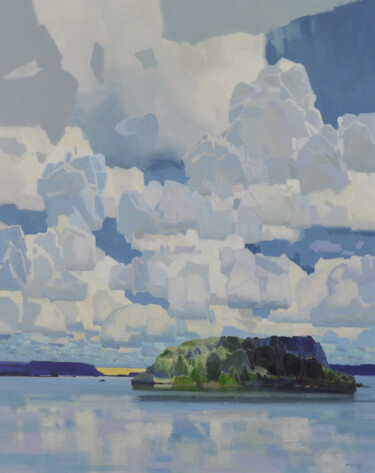 Peinture intitulée "Cloudy Day" par Vytautaslaisonas, Œuvre d'art originale, Huile
