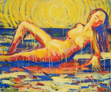 Painting titled "Hot sun" by Vytautas Kaunas, Original Artwork, Oil