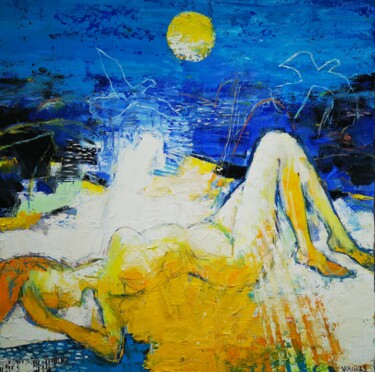 Painting titled "Full moon" by Vytautas Kaunas, Original Artwork, Oil