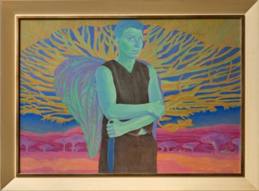 Malarstwo zatytułowany „archangel” autorstwa Aleksandra Wójcicka, Oryginalna praca, Olej Zamontowany na Panel drewniany