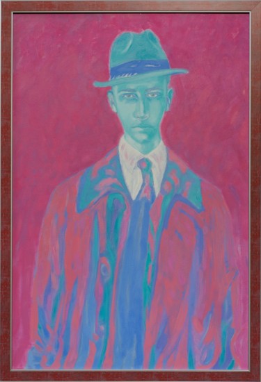 Malarstwo zatytułowany „sad man in a hat” autorstwa Aleksandra Wójcicka, Oryginalna praca, Olej Zamontowany na Panel drewnia…