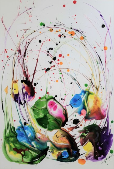 Malerei mit dem Titel "Flow 3" von Wioletta Gancarz, Original-Kunstwerk, Tinte