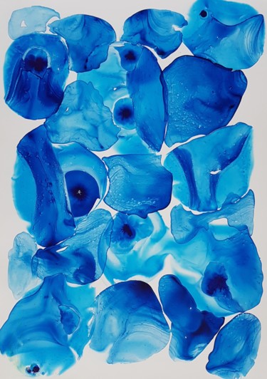 Painting titled "Blue Symphonie" by Wioletta Gancarz, Original Artwork, Ink