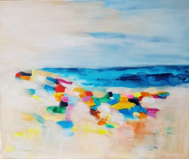 Painting titled "At the beach 4" by Wioletta Gancarz, Original Artwork, Acrylic Mounted on Wood Stretcher frame