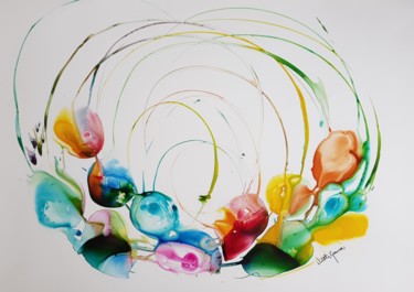 Painting titled "Flow 12" by Wioletta Gancarz, Original Artwork, Ink