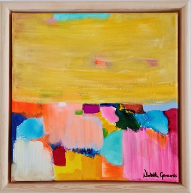 Painting titled "Lucky Charm Yellow" by Wioletta Gancarz, Original Artwork, Acrylic Mounted on Wood Stretcher frame