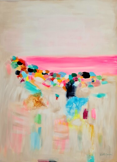 Картина под названием "Kiss on the Beach" - Wioletta Gancarz, Подлинное произведение искусства, Акрил Установлен на Деревянн…
