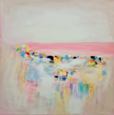 Painting titled "Pastel Beach 2" by Wioletta Gancarz, Original Artwork, Acrylic Mounted on Wood Stretcher frame