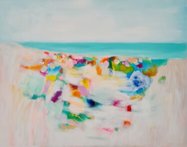 Painting titled "Sun, sand and sea" by Wioletta Gancarz, Original Artwork, Acrylic Mounted on Wood Stretcher frame
