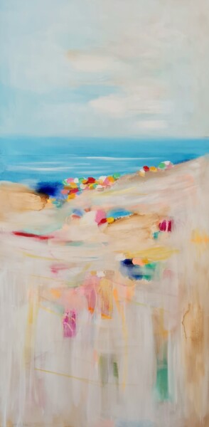 Painting titled "Seascape" by Wioletta Gancarz, Original Artwork, Acrylic Mounted on Wood Stretcher frame