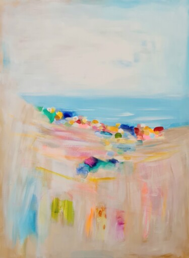 Painting titled "Ocean Waves" by Wioletta Gancarz, Original Artwork, Acrylic Mounted on Wood Stretcher frame