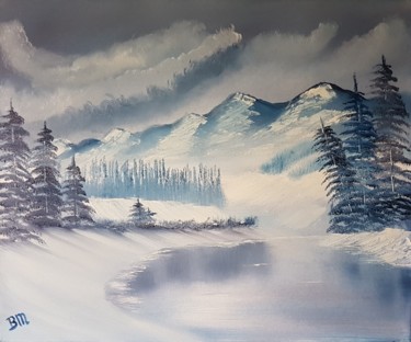 Painting titled "Snowy-landscape" by Bettie Melieste, Original Artwork, Oil