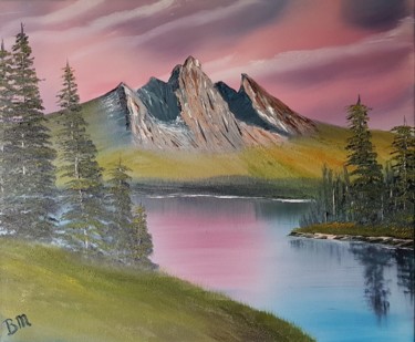 Painting titled "Sunset in the mount…" by Bettie Melieste, Original Artwork, Oil