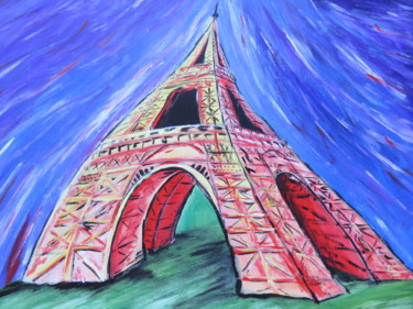 Painting titled "Paris Eiffel tower" by Wabyanko, Original Artwork, Acrylic