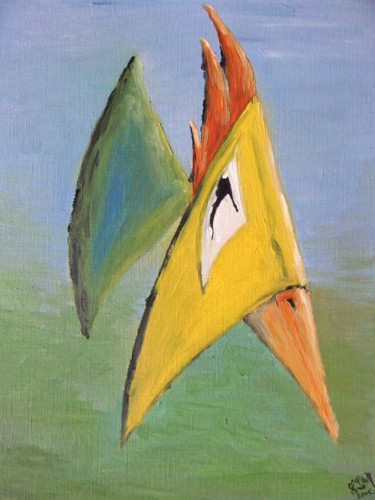 Schilderij getiteld "Rio Parrot" door Wabyanko, Origineel Kunstwerk, Olie