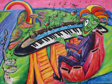 Pintura titulada "Singapore piano mar…" por Wabyanko, Obra de arte original, Acrílico