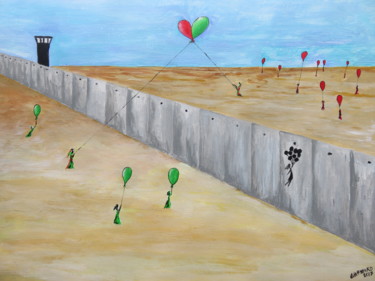 Painting titled "Wall and Peace Ball…" by Wabyanko, Original Artwork, Acrylic