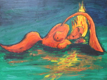 Peinture intitulée "Etretat Orange Slee…" par Wabyanko, Œuvre d'art originale, Huile