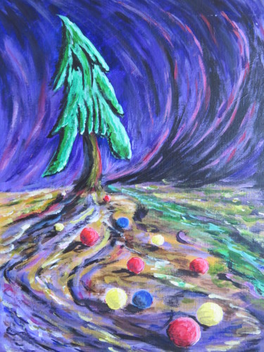 Ζωγραφική με τίτλο "Sad Christmas Tree" από Wabyanko, Αυθεντικά έργα τέχνης, Ακρυλικό