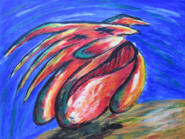 Malerei mit dem Titel "Orange man" von Wabyanko, Original-Kunstwerk, Acryl