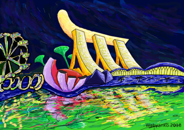 Digital Arts titled "Singapore Marina Ba…" by Wabyanko, Original Artwork, Digital Painting