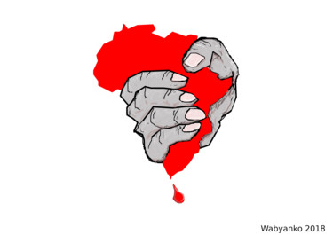 Painting titled "Africa Heart Oppres…" by Wabyanko, Original Artwork, Stencil