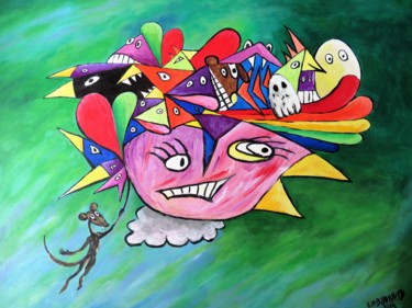 Painting titled "Oiseaux météores 20…" by Wabyanko, Original Artwork, Acrylic