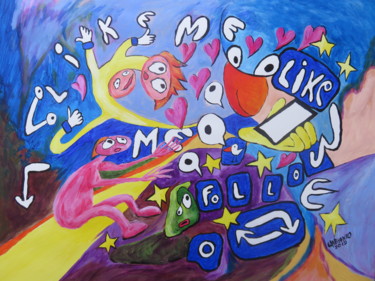 Painting titled "Just Like Me !" by Wabyanko, Original Artwork, Acrylic