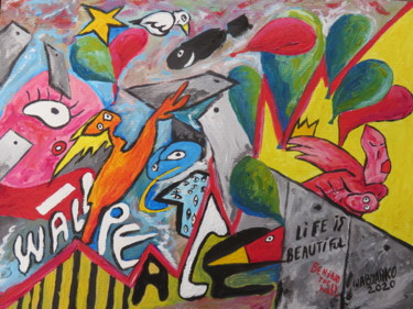 Schilderij getiteld "Wall and Peace Abst…" door Wabyanko, Origineel Kunstwerk, Acryl