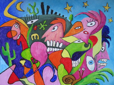 Malerei mit dem Titel "Stay Home" von Wabyanko, Original-Kunstwerk, Acryl