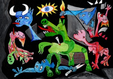 Malerei mit dem Titel "Guernica colors tri…" von Wabyanko, Original-Kunstwerk, Acryl