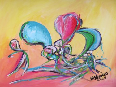 Schilderij getiteld "Abstract Balloons" door Wabyanko, Origineel Kunstwerk, Acryl