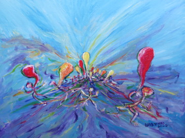 Painting titled "Abstract Balloons B…" by Wabyanko, Original Artwork, Acrylic