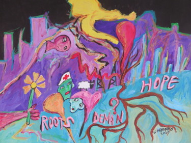 Painting titled "Roots hope tomorrow" by Wabyanko, Original Artwork, Acrylic