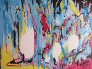 Malerei mit dem Titel "Blue Fire Abstracti…" von Wabyanko, Original-Kunstwerk, Acryl