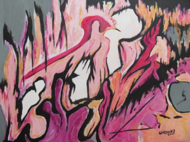 Painting titled "Black Pink abstract…" by Wabyanko, Original Artwork, Acrylic