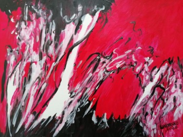 Peinture intitulée "Only Red" par Wabyanko, Œuvre d'art originale, Acrylique