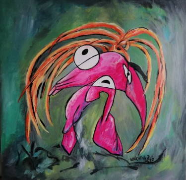 Painting titled "Walking Bird" by Wabyanko, Original Artwork, Acrylic