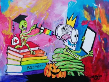 Painting titled "Education emergency" by Wabyanko, Original Artwork, Acrylic