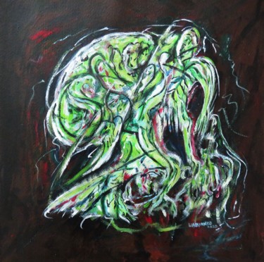 Schilderij getiteld "Green Spirit" door Wabyanko, Origineel Kunstwerk, Acryl