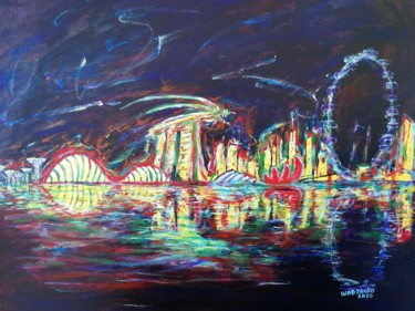 Картина под названием "Singapore dragon sk…" - Wabyanko, Подлинное произведение искусства, Акрил