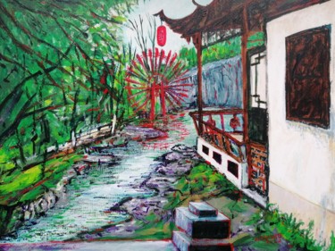 Peinture intitulée "Chinese Park landsc…" par Wabyanko, Œuvre d'art originale, Acrylique