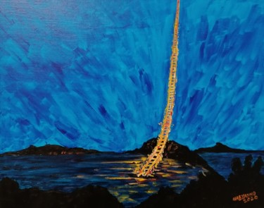 Painting titled "Sky Ladder Cai Guo…" by Wabyanko, Original Artwork, Acrylic