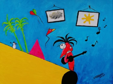 Pintura intitulada "Life is Blues Beaut…" por Wabyanko, Obras de arte originais, Acrílico