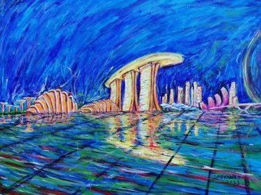 Pintura titulada "Singapore Marina Sk…" por Wabyanko, Obra de arte original, Acrílico